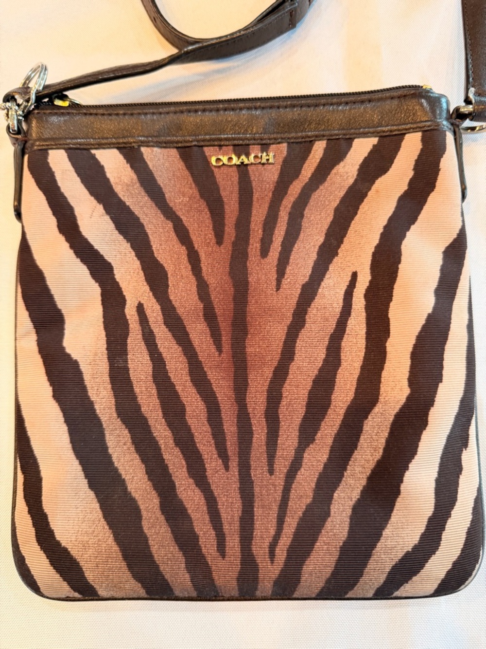 Coach Madison Zebra Browns Swingpack Crossbody Bag - Picture 2 of 8